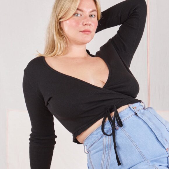 Big Bud Press Wrap Top - Basic Black - Size Large - Picture 2 of 10